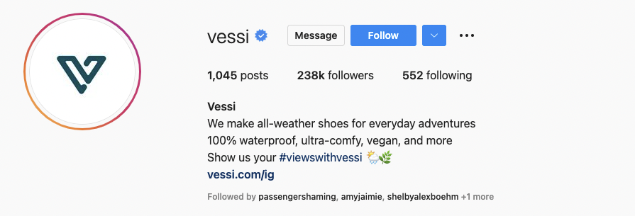 Vessi instagram statistics
