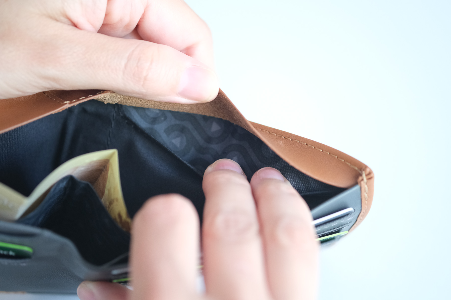 Closeup of wallet showing hidden section