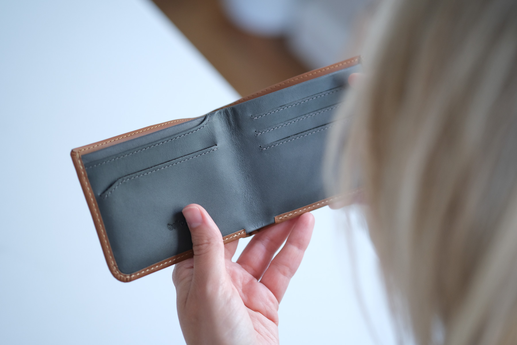 Bellroy wallet open showing card slots