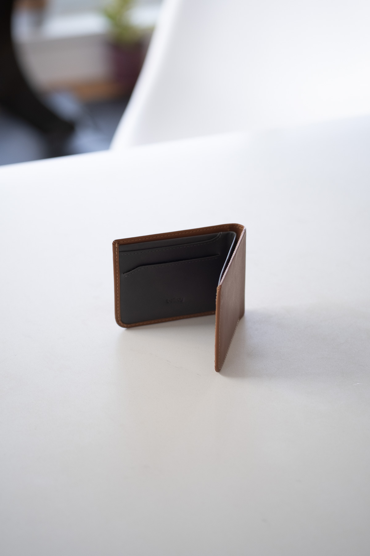 Inside of bellroy wallet showing dark interior