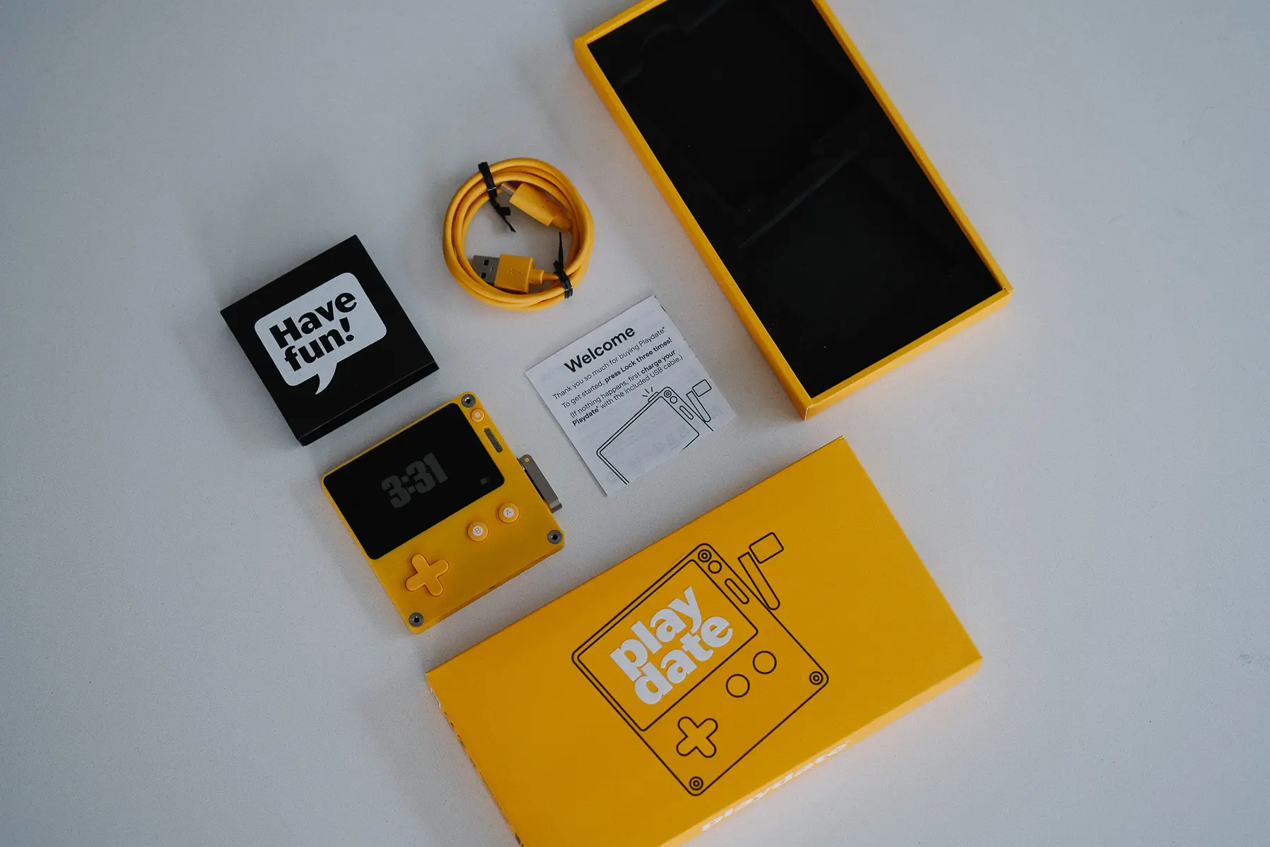 contents of playdate packaging