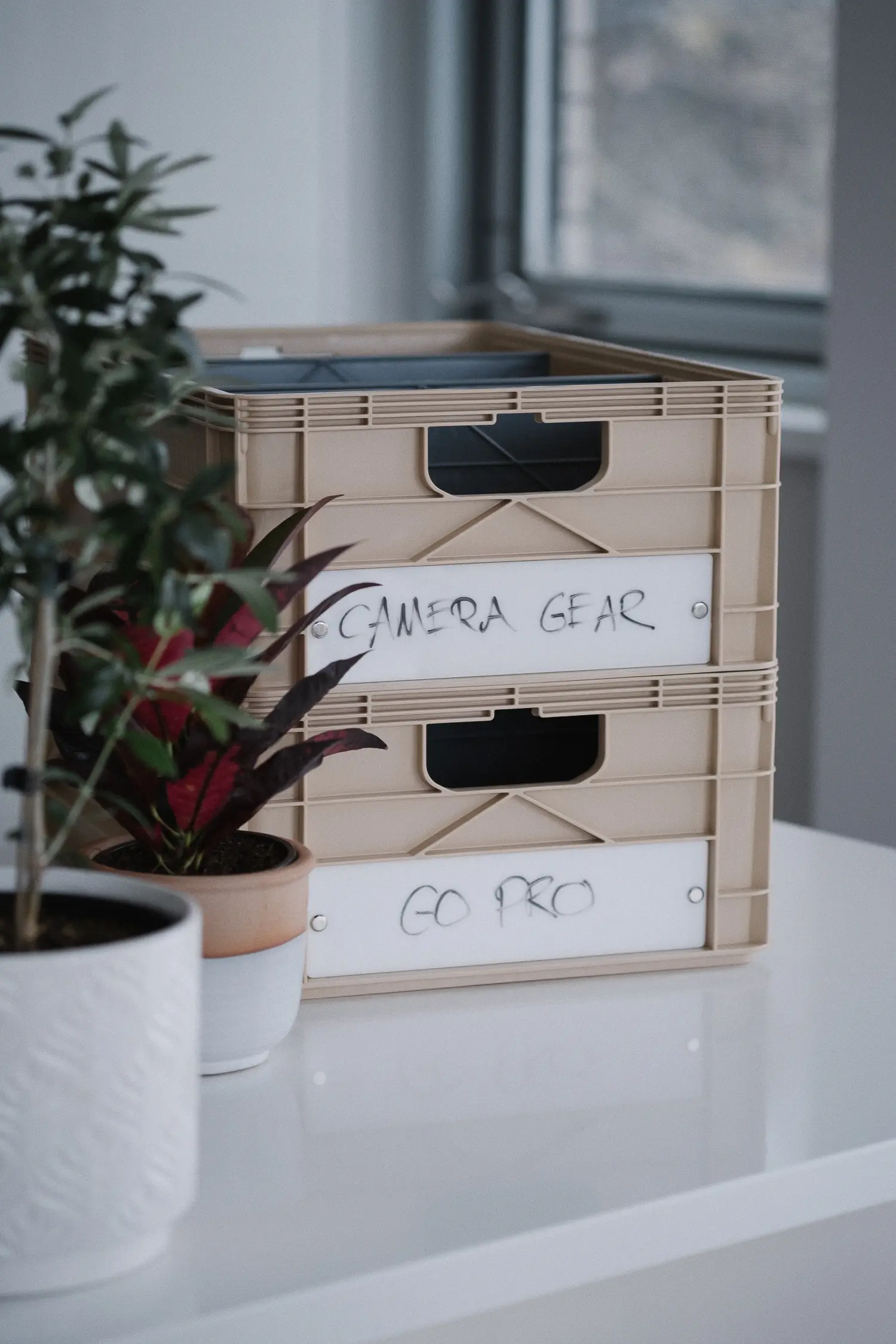 sidio crate with camera gear label