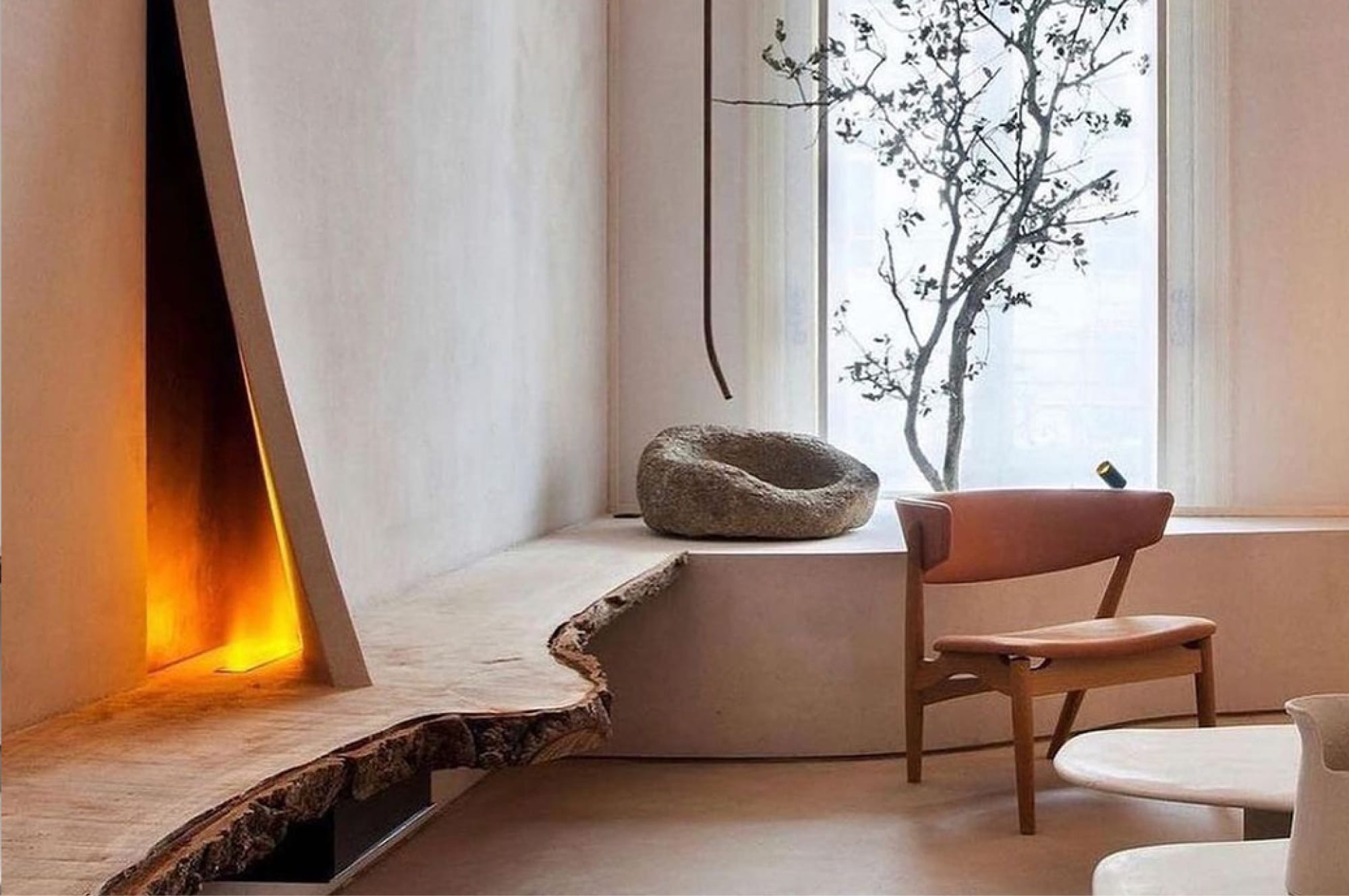 A Minimal Fireplace Inspired By Nature
