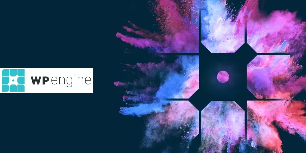 Colorful banner for the web hosting service wpengine