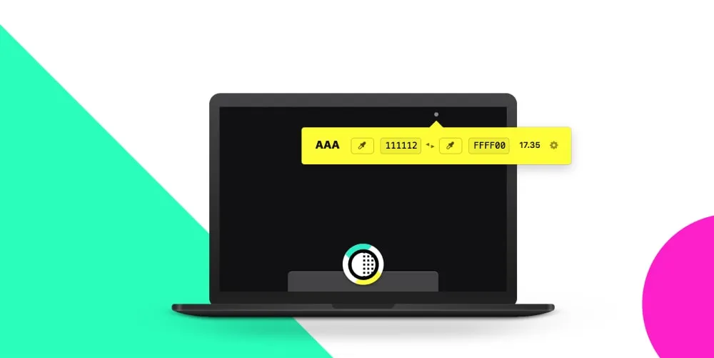 Laptop open on a colorful background showing the Contrast mac app