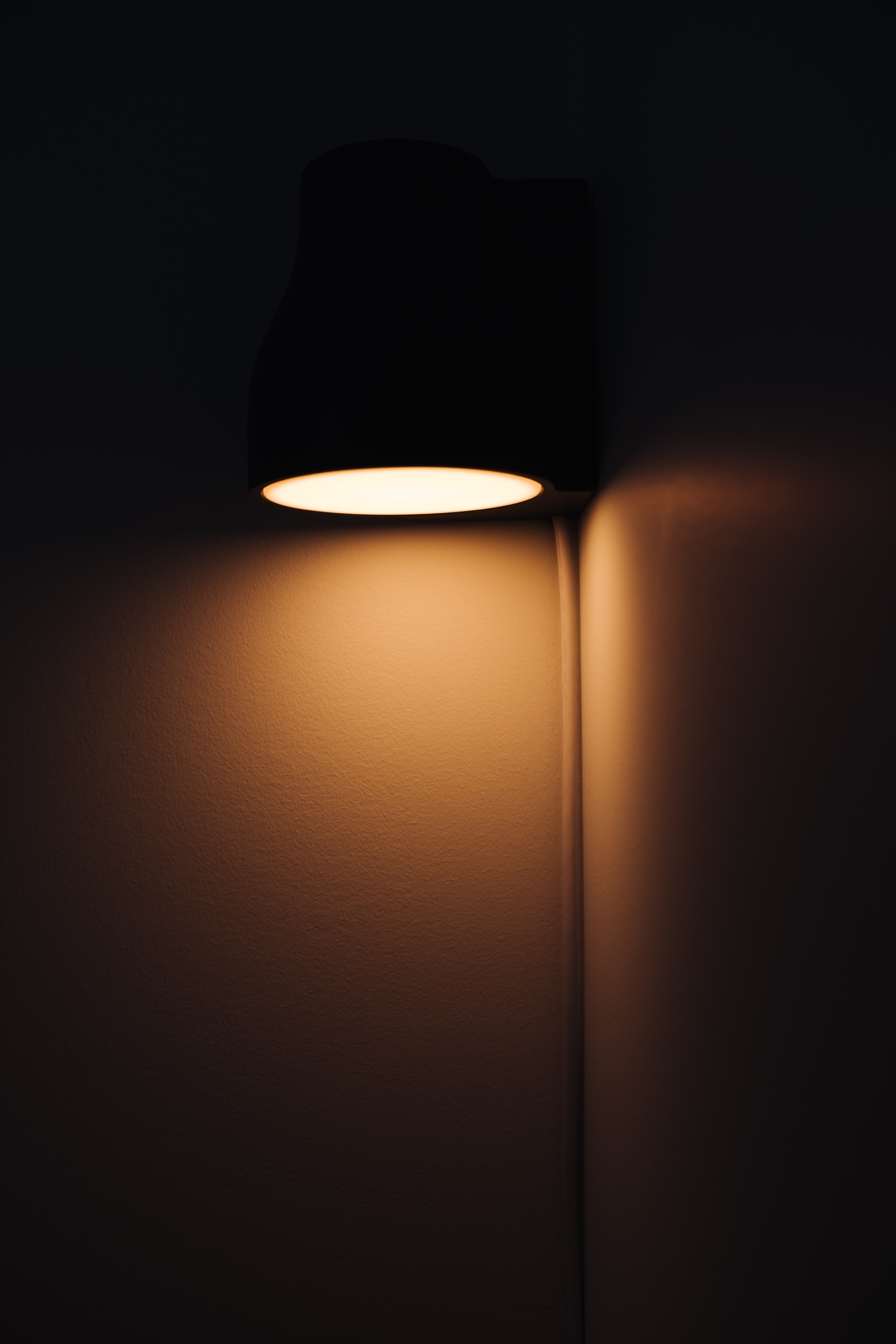 Dark room with light on