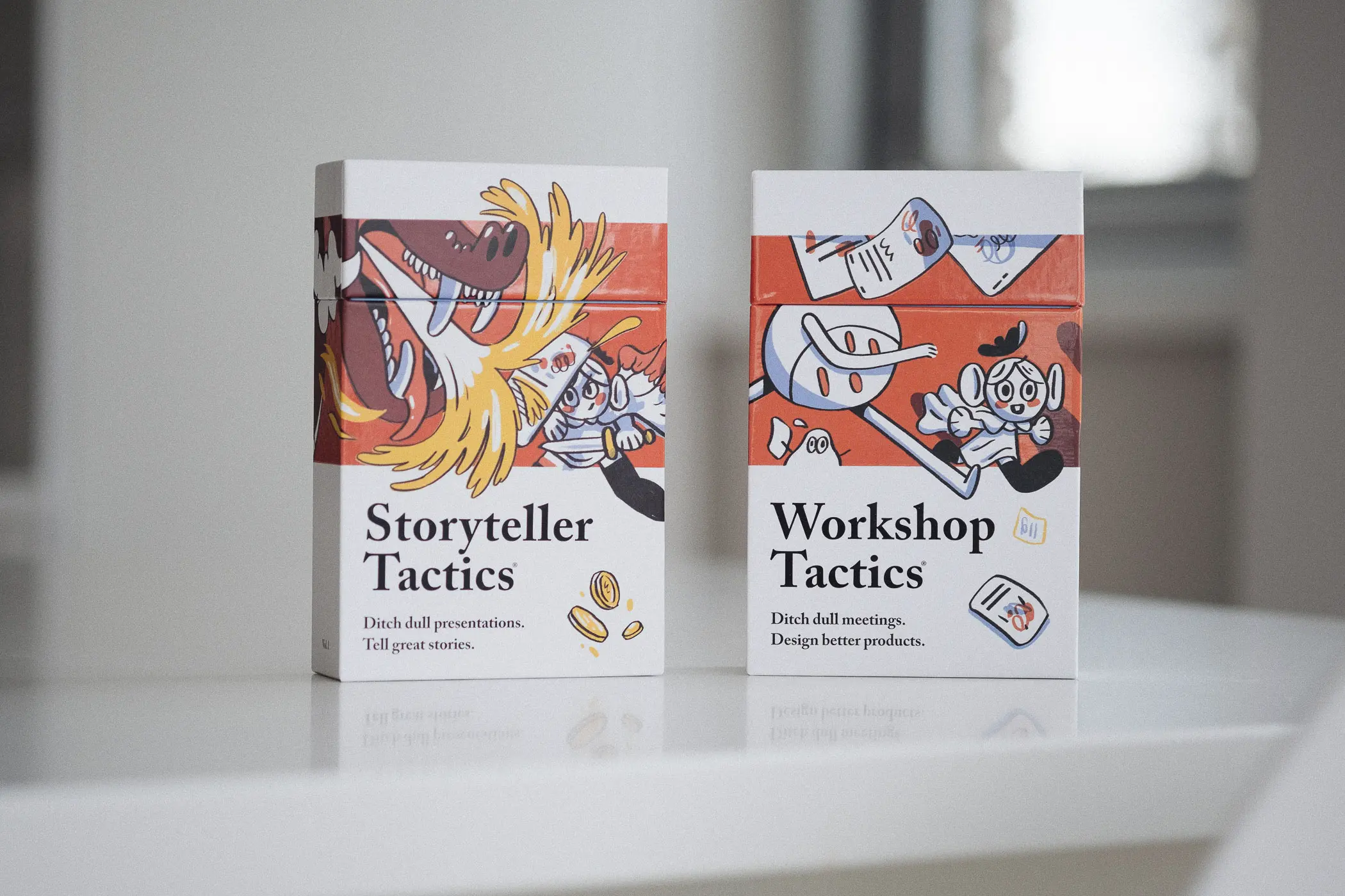 Pip Decks Storyteller and workshop tactics desk on counter